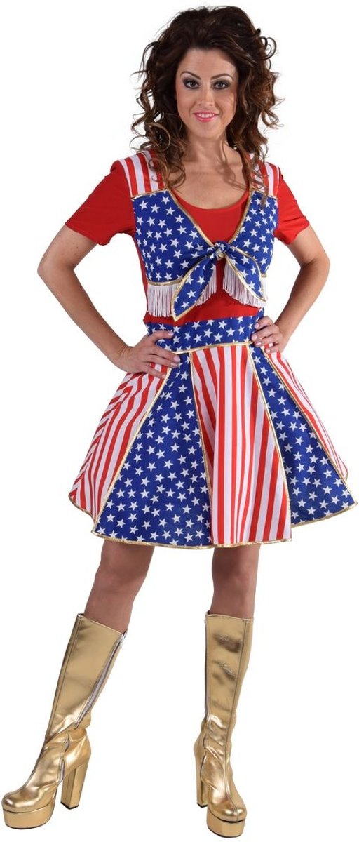 Cowboy & Cowgirl Kostuum | Star Spangled Cheerleader USA | Vrouw | Large | Carnaval kostuum | Verkleedkleding